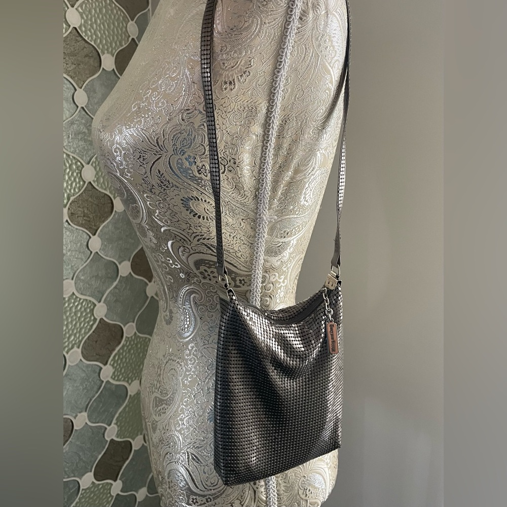WHITING & DAVIS Gunmetal Metal Mesh Shoulder Bag - Picture 3 of 11